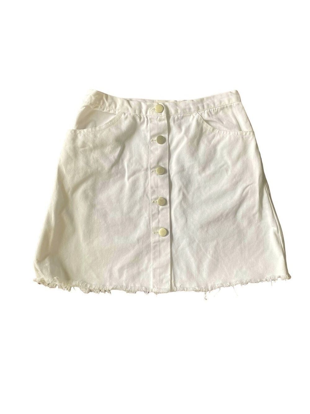 White Denim Button Front Skirt Size Small